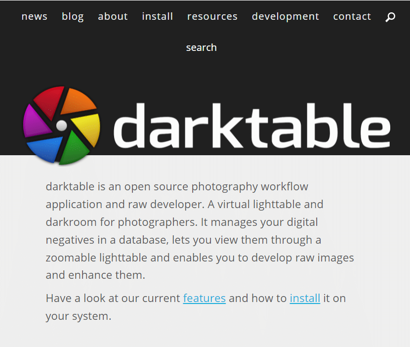 DarkTable 的下载页面