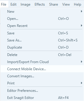 snagit-interface-showing-connect-mobile-device-option