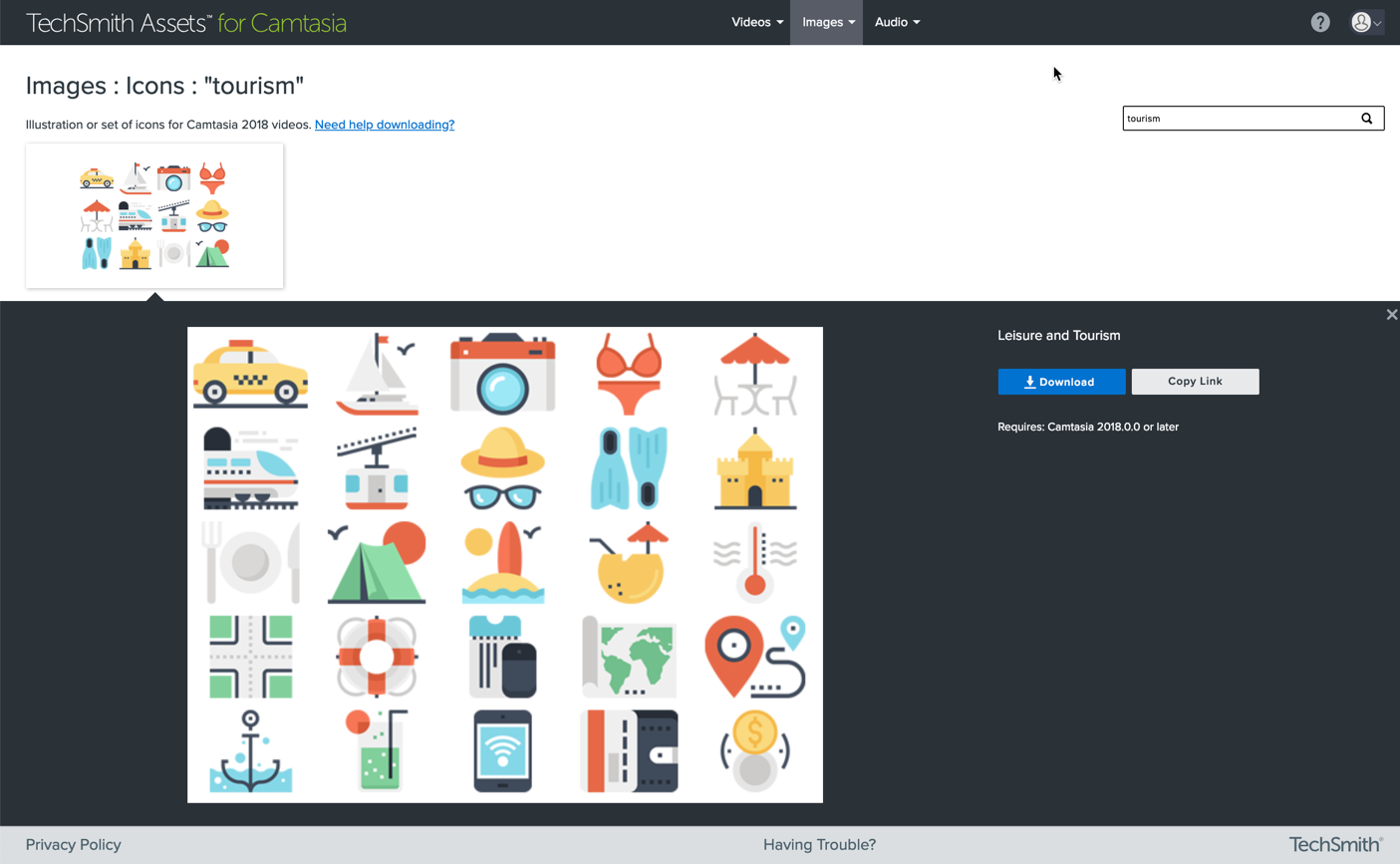 download de mídia do TechSmith Assets para vídeo explicativo animado