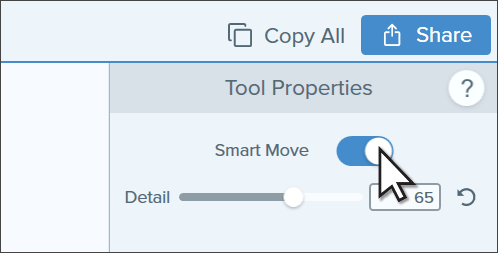 ภาพหน้าจอแสดงวิธีเปิด Smart Move ใน Snagit