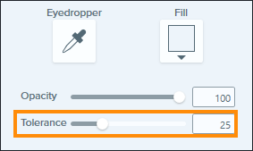 ภาพหน้าจอแสดงแถบเลื่อน Fill tool Tolerance ใน Snagit