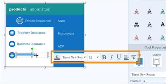 Capture d'écran montrant où ajuster les propriétés du texte modifiable à partir d'une capture d'écran dans Snagit.