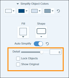 Capture d'écran montrant les options de l'outil Simplifier dans Snagit.