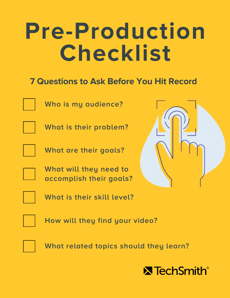 lista de verificación de preproducción de techsmith