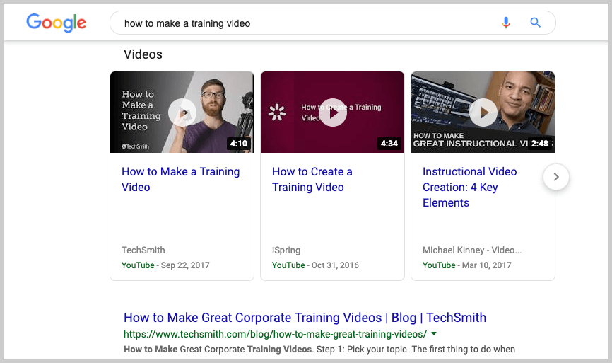 resultados de vídeo do google