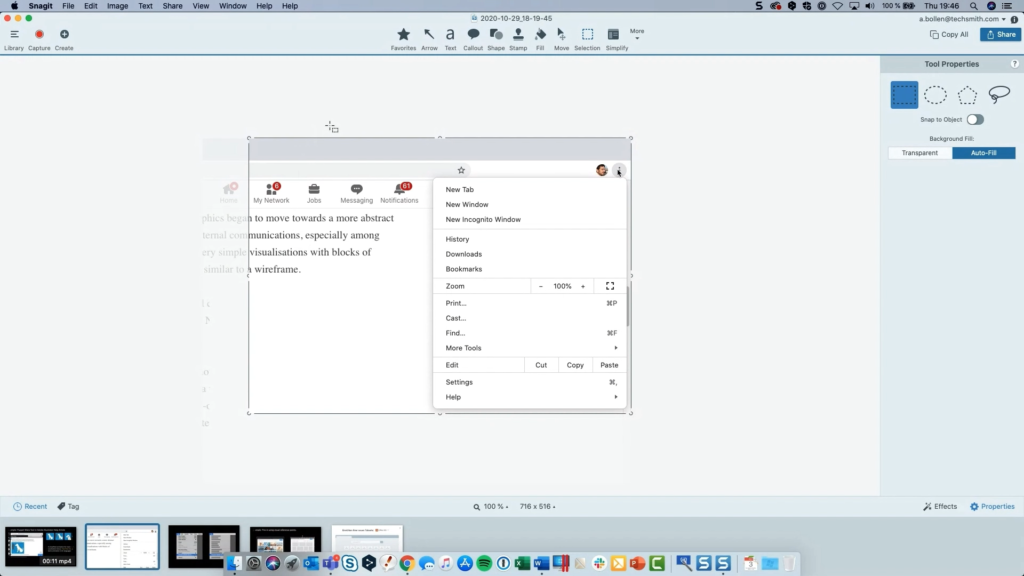 Exemple d'utilisation de "Remplissage d'arrière-plan" dans Snagit