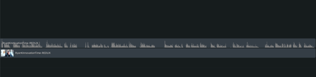 Audio e video separati sulla timeline di Camtasia.