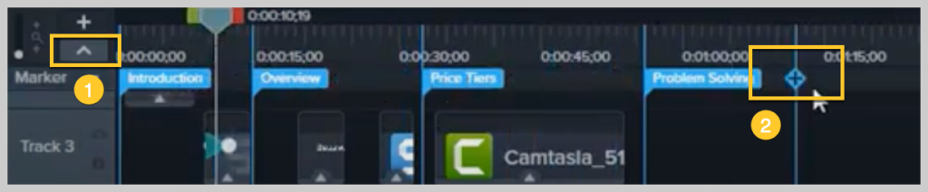 如何在 Camtasia 的時間線上添加標記