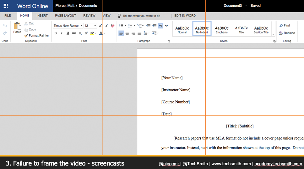 Beispiel für die Verwendung der Drittelregel in Screencasts