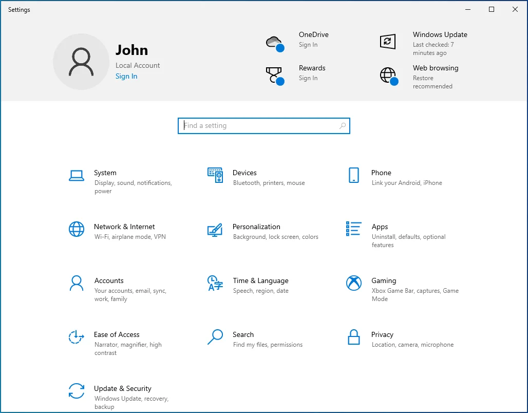 Abra la aplicación Configuración.