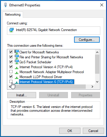 Accédez à la version 6 du protocole Internet (TCP/IPv6).