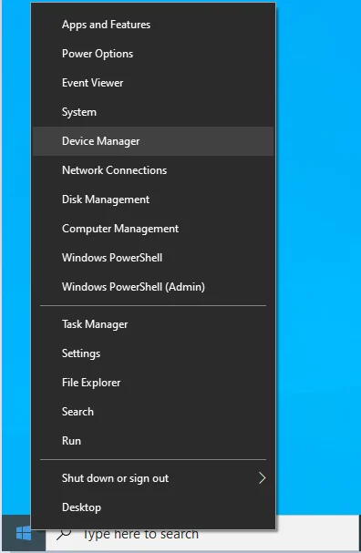 Klik Device Manager dari menu Power User.