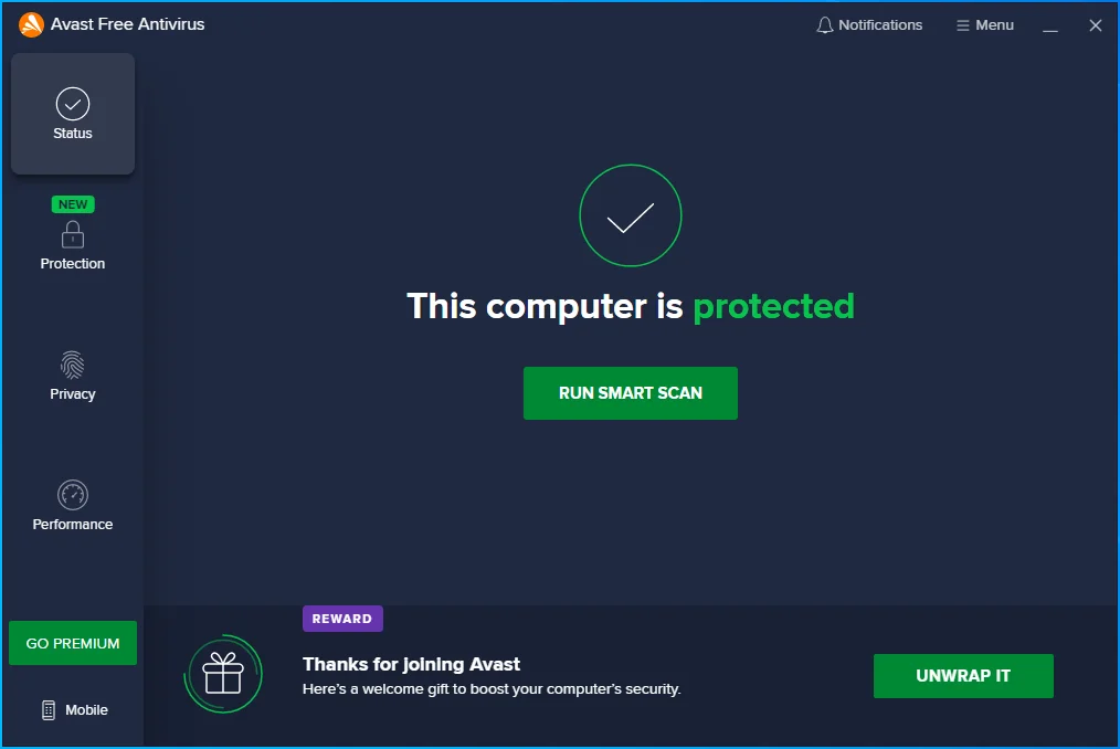 Avast anti-virüs aracını başlatın.