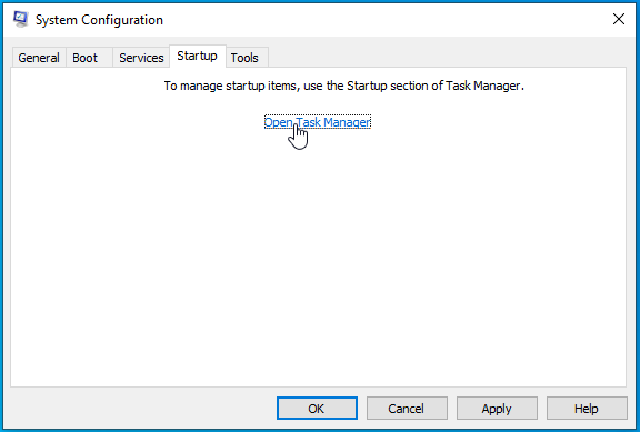 Fare clic su Apri Task Manager.