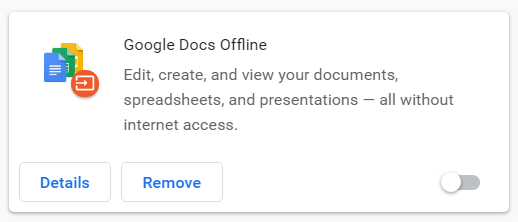 Deshabilite la extensión sin conexión de Google Docs.