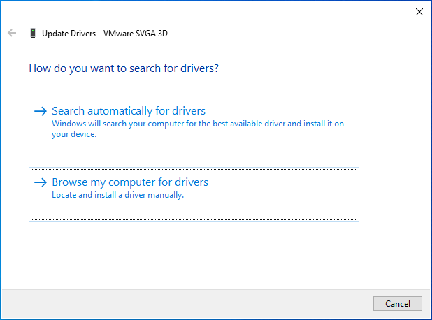 Wählen Sie „Meinen Computer nach Treibern durchsuchen“ aus.