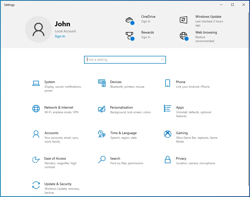 Tekan kombo keyboard Windows + I untuk membuka aplikasi Pengaturan.