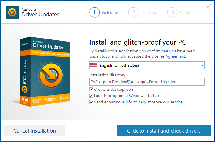 Cliquez sur "Cliquez pour installer et vérifier les pilotes".