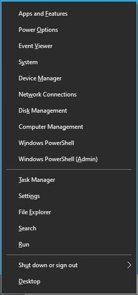 Avvia il menu Windows + X Power User.