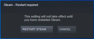 Haz clic en Reiniciar Steam.