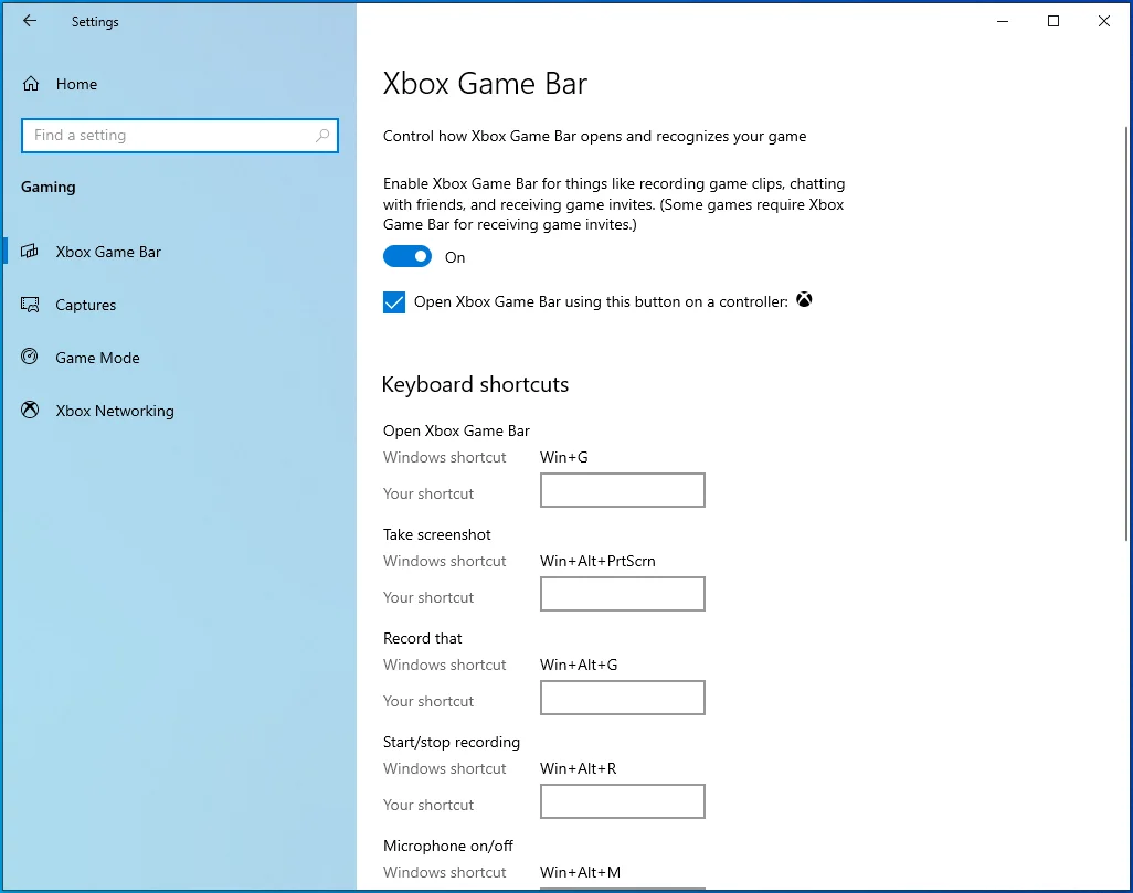 หน้า Xbox Game Bar จะเปิดขึ้น