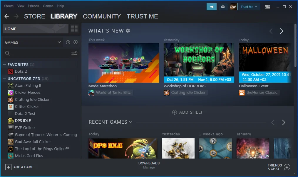 انتقل إلى Library in Steam.