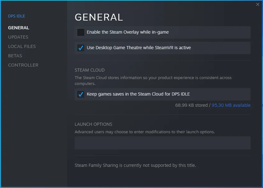 ยกเลิกการเลือก "เปิดใช้งาน Steam Overlay ขณะอยู่ในเกม"