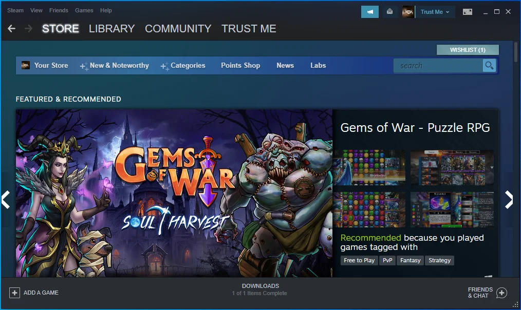 Esegui il client Steam.