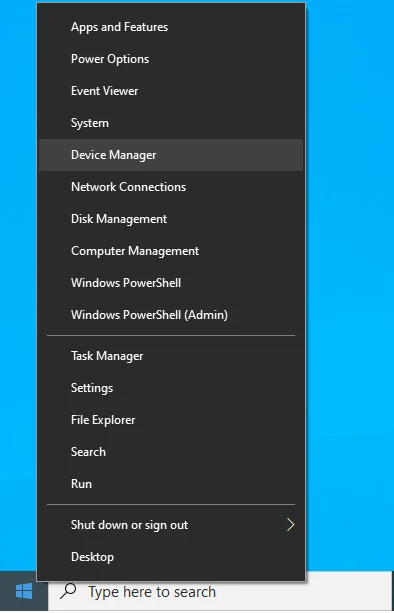 Pilih Device Manager dari menu Power User.