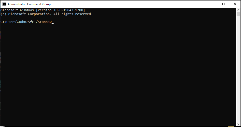 พิมพ์ sfc/ scannow เพื่อเรียกใช้ System File Checker