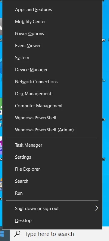 เปิดเรียกใช้ผ่านเมนู Power User