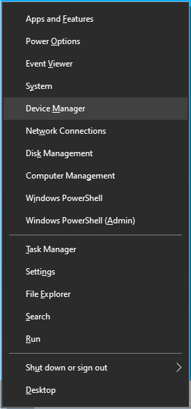 เลือก Device Manager จากเมนู Power User