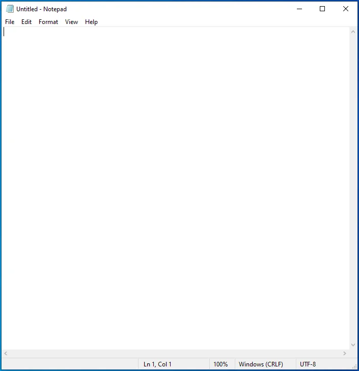 Starten Sie Notepad in Windows 10.