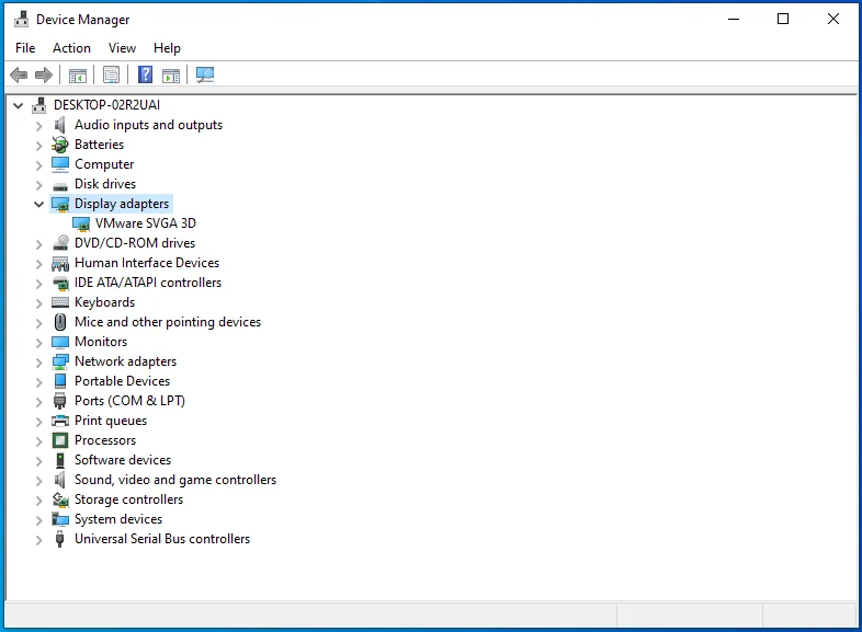 Klik dua kali pada Display Adapters di aplikasi Device Manager.