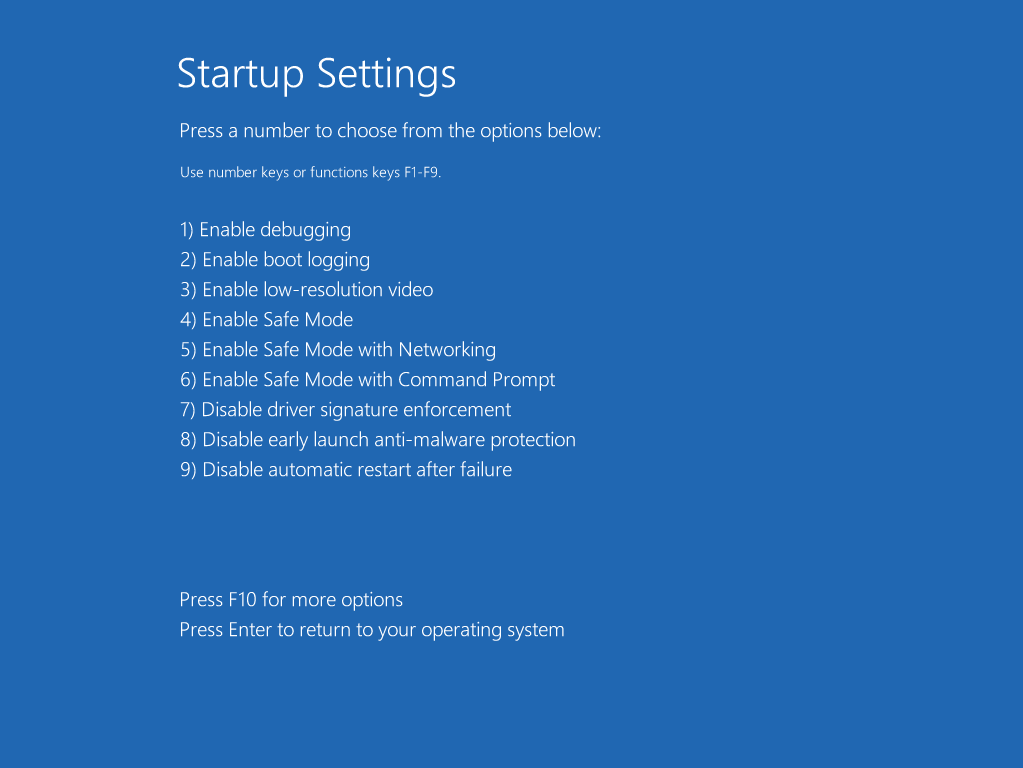 Seleccione "Habilitar modo seguro con funciones de red" en Configuración de inicio.