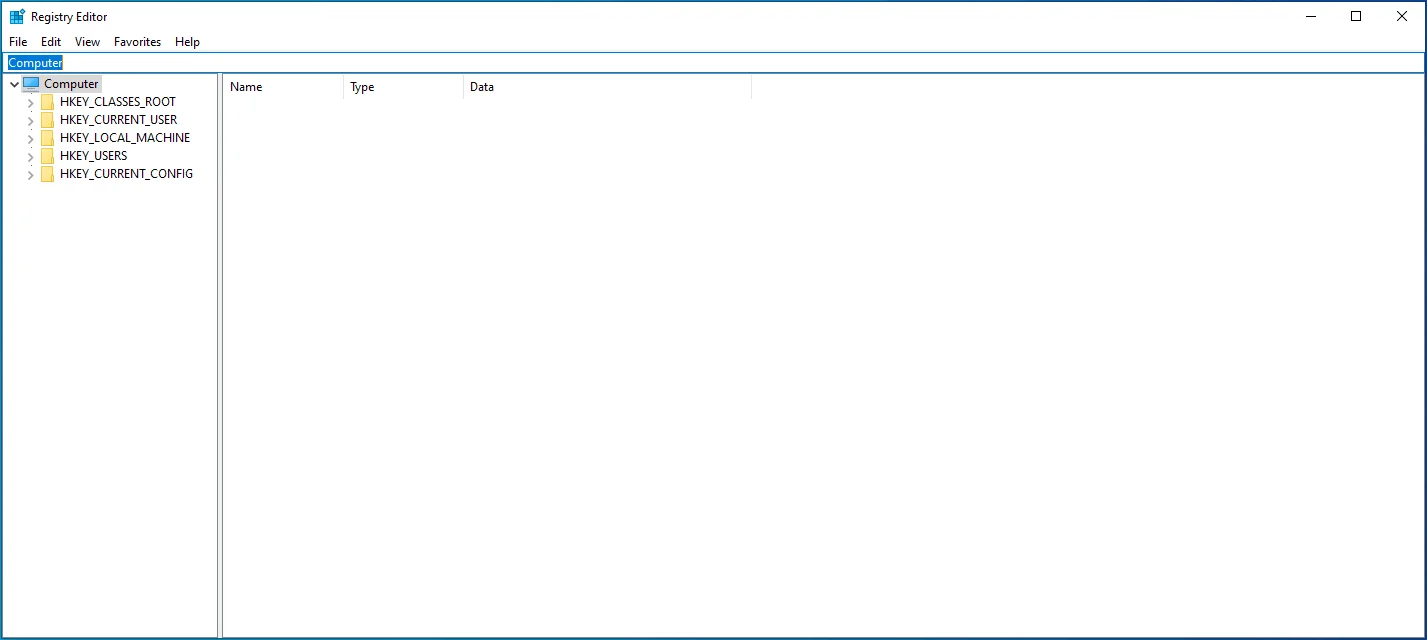 Passa alla barra di ricerca nella parte superiore della finestra dell'Editor del Registro di sistema.