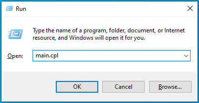 Entrez "main.cpl" dans Exécuter.