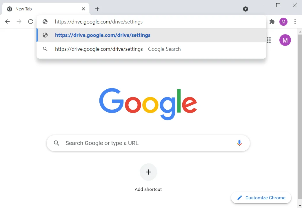 Vai a https://drive.google.com/drive/settings.