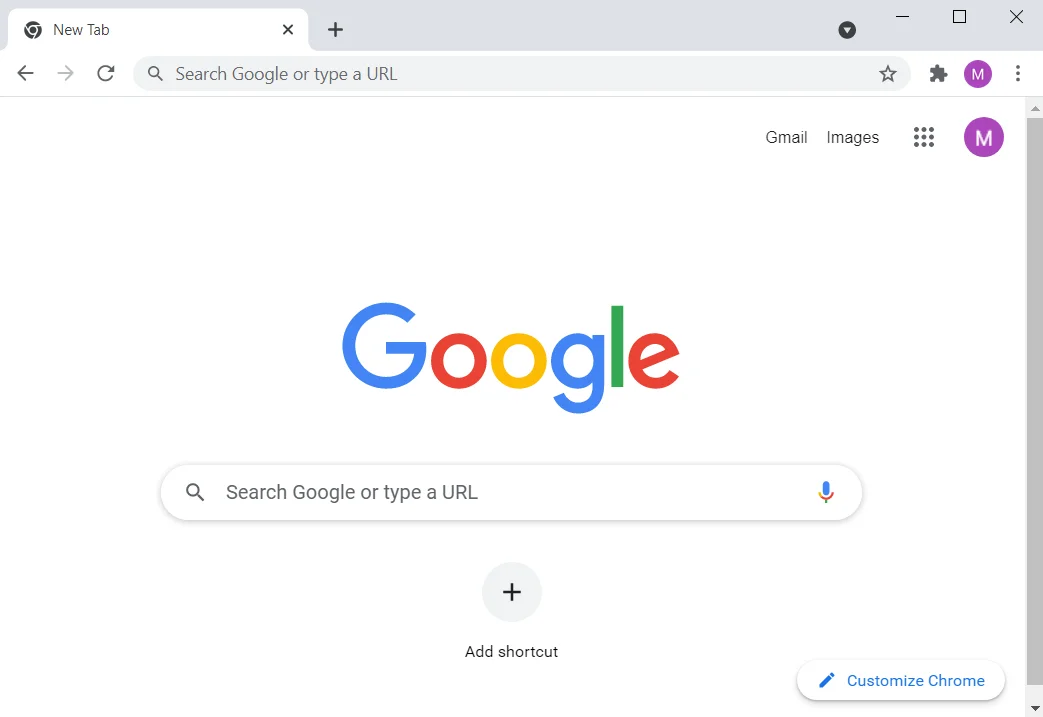 GoogleChromeブラウザを起動します。