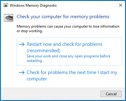 Haga clic en "Reiniciar ahora y buscar problemas (recomendado)".