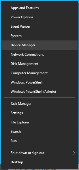 Pilih Device Manager dari menu Power User.