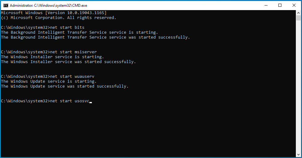 أدخل net start usosvc في cmd.