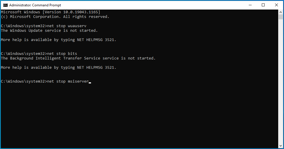 Tapez net start msiserver dans cmd.