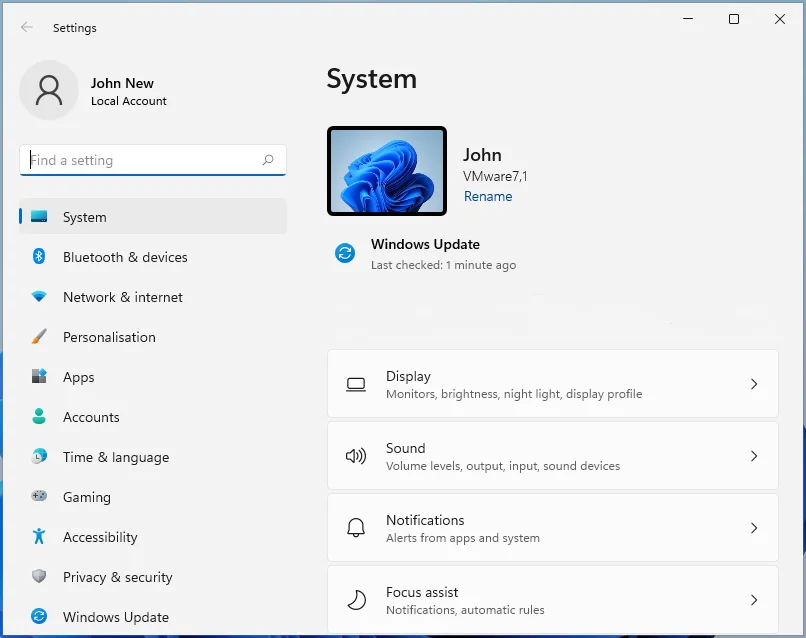 Ustawienia systemu Windows 11