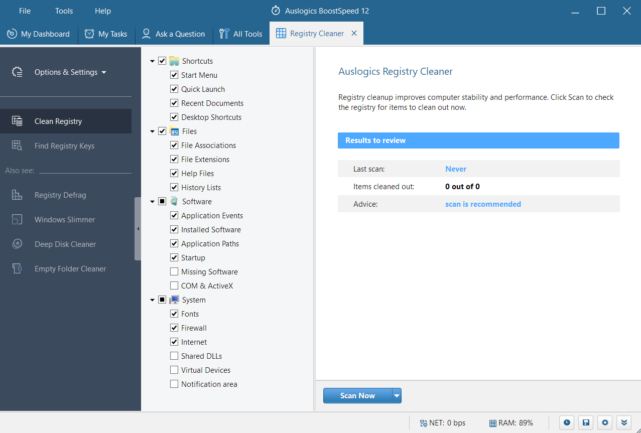 Nettoyez votre registre avec Auslogics BoostSpeed.