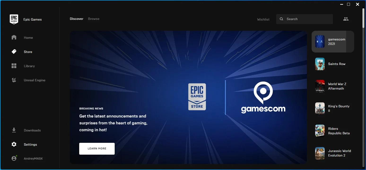 前往 Epic Games Launcher 中的设置。