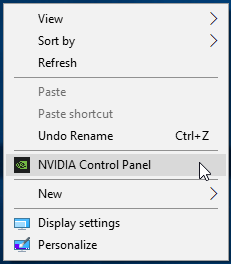 انقر بزر الماوس الأيمن فوق سطح المكتب وحدد NVIDIA Control Panel (لوحة تحكم NVIDIA).