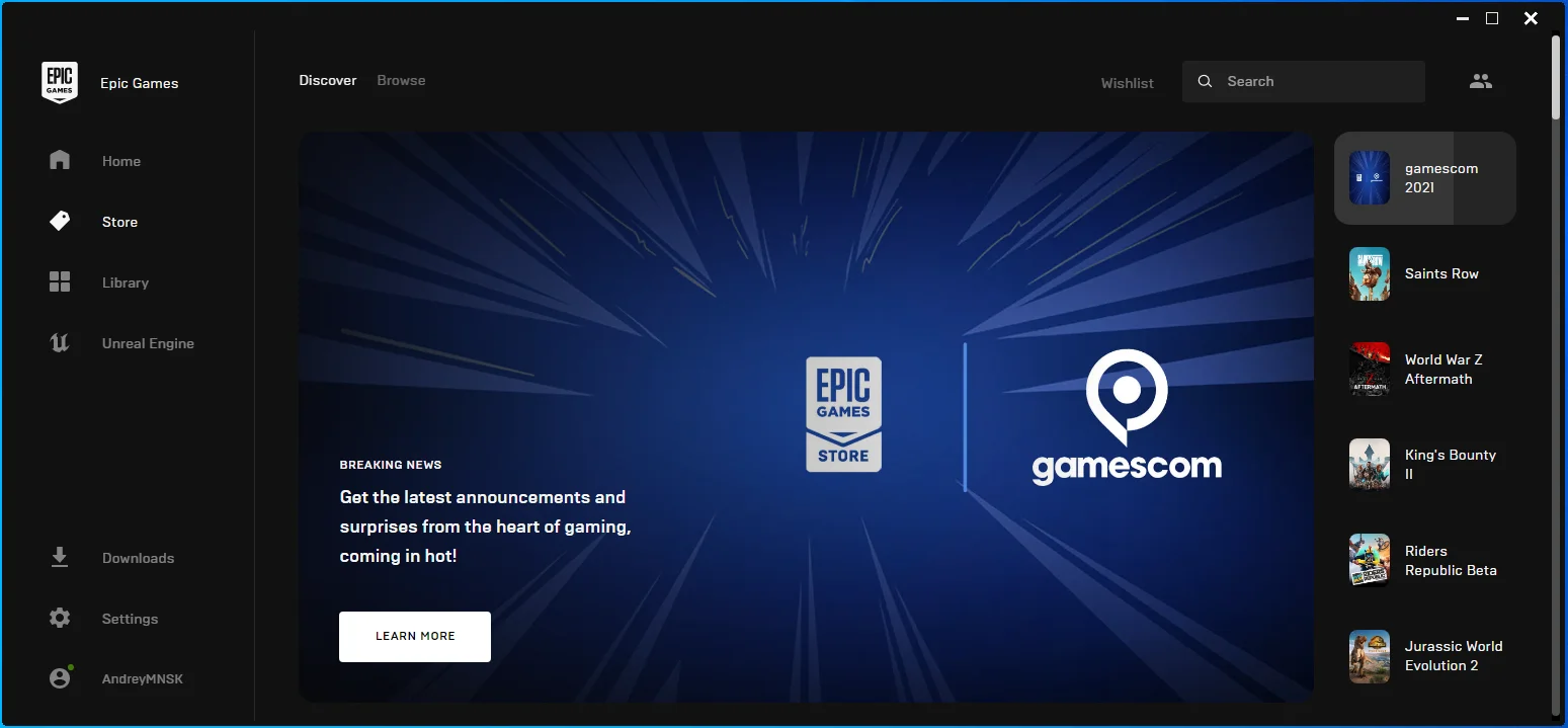 Epic Games Launcher'ı çalıştırın.