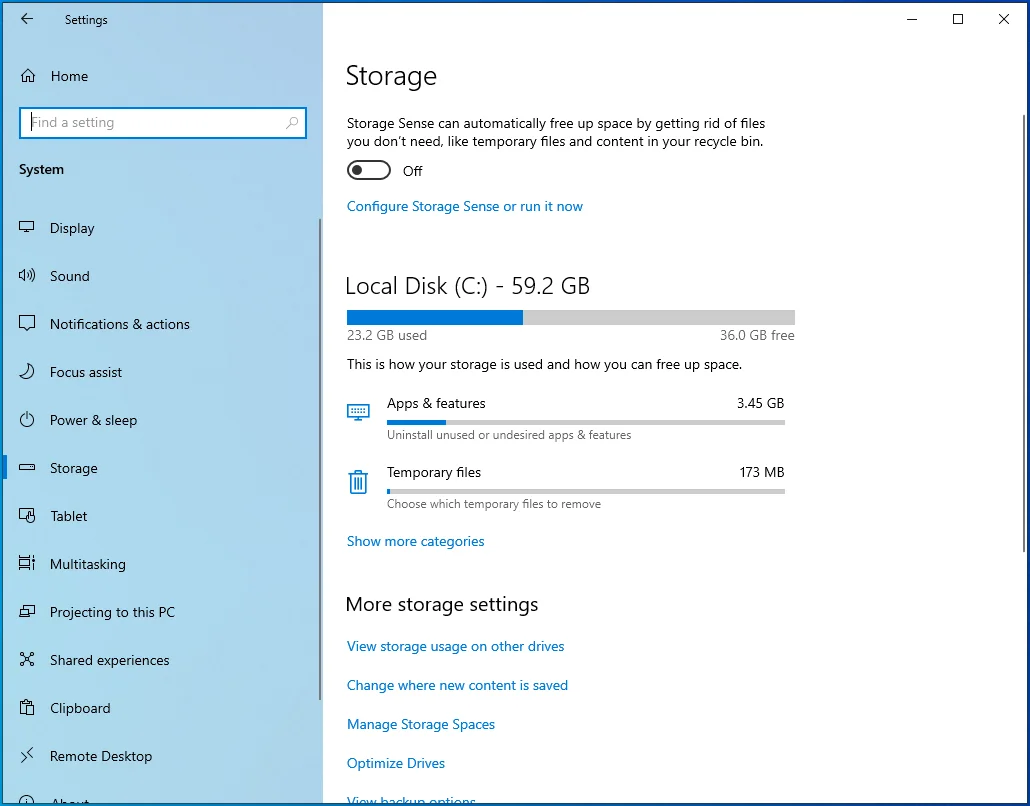 เลือกไฟล์ชั่วคราวภายใต้ Local Disk