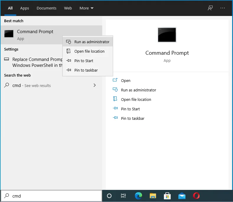 Jalankan Command Prompt sebagai administrator.